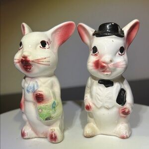 Vintage 50’s Mr. & Mrs. Bunny Anthropomorphic Salt and Pepper Shakers